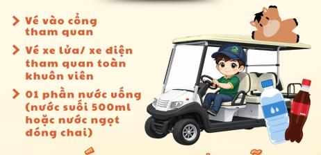 Combo Tham Quan 2 (Vé cổng + Xe lửa – Xe điện + Nước uống)